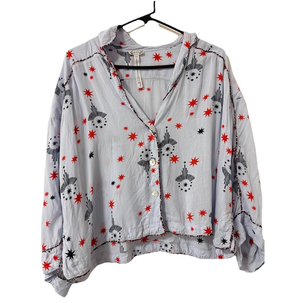 Free People Intimately Sleep Starry Purple Cropped Pajama Top Women's Medium